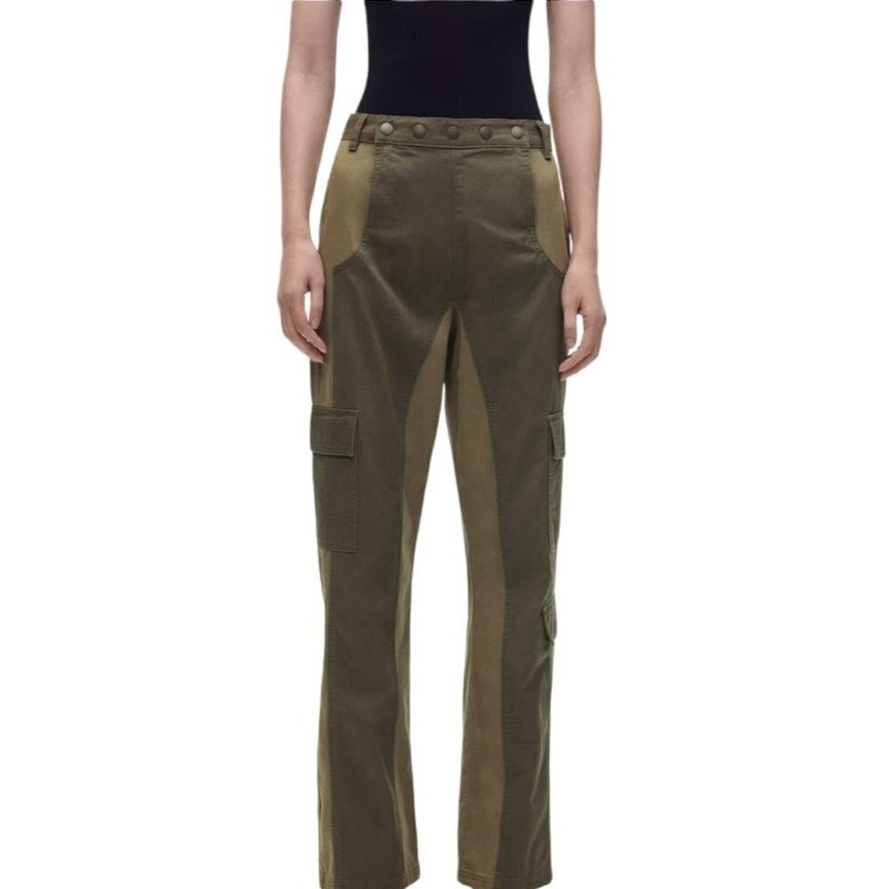 ZARA NWOT ZW THE CONTRAST STRAIGHT PANTS KHAKI SIZE 36 | 2449/043